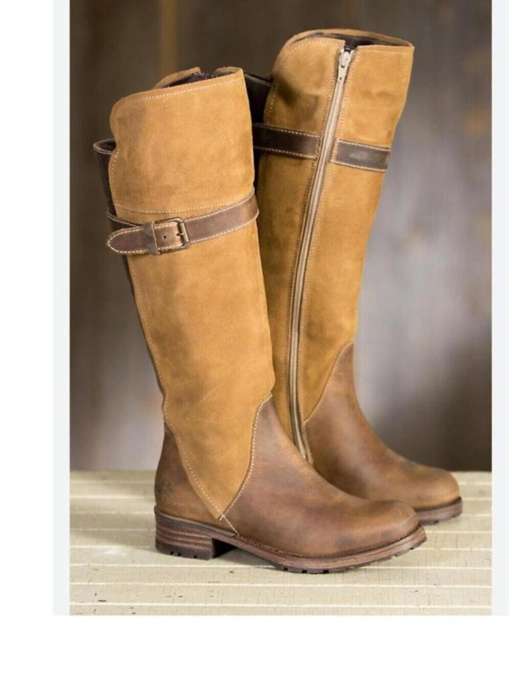 Bos & Co Palma Tall Waterproof Boots Camel Suede Leather Size 41 EU 10.5 US